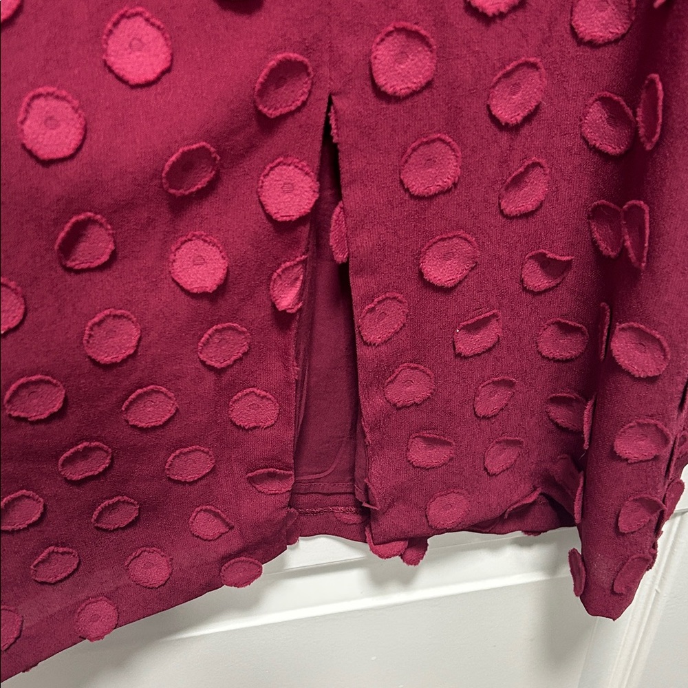 BCBGMaxAzria Burgundy Textured Long Sleeve Dress - Picture 5 of 6